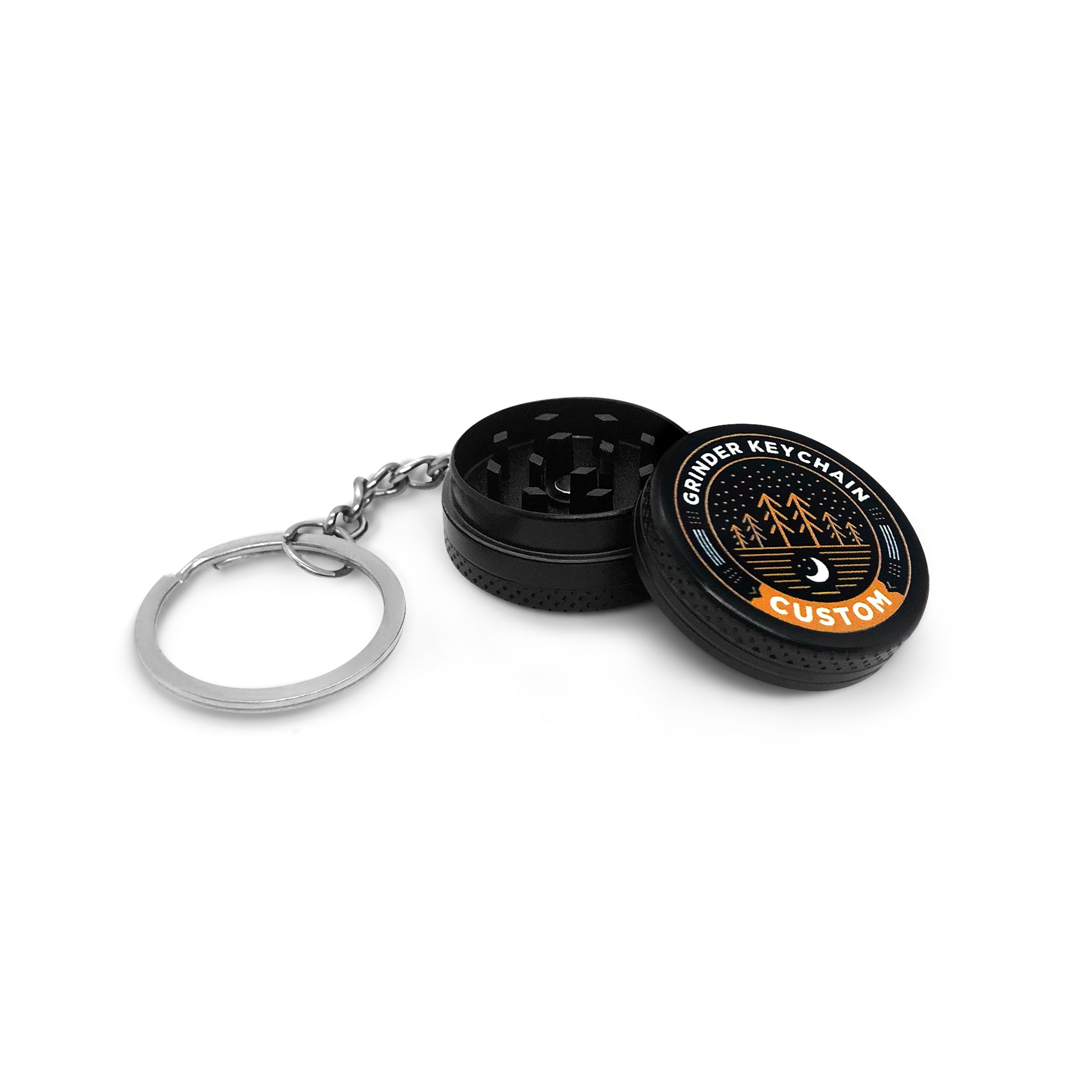 Custom Mini Keychain Grinders with our Logo on 1 Side or 2