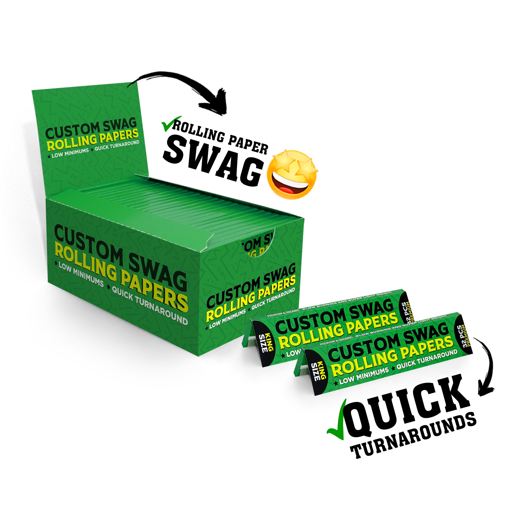 LOW MINIMUM Custom Rolling Paper for SWAG  USA Cannabis Dispensary – ROLL  YOUR OWN PAPERS.COM