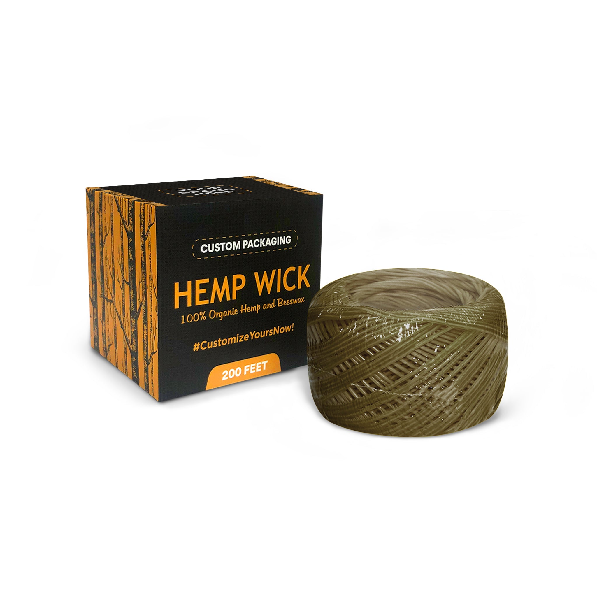 Custom Organic Beeswax Hemp Wick, Flip Top Box Format